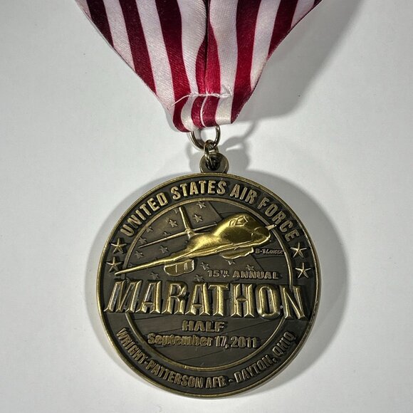 2011 US Air Force Marathon Medal Wright Patterson AFB Half Running B-1 Lancer - Picture 1 of 9